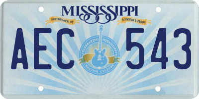 MS license plate AEC543