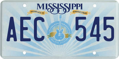 MS license plate AEC545
