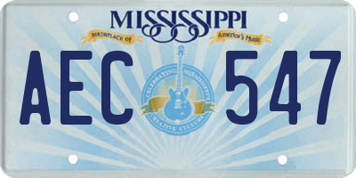 MS license plate AEC547