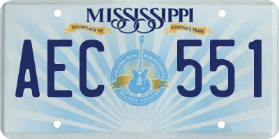 MS license plate AEC551