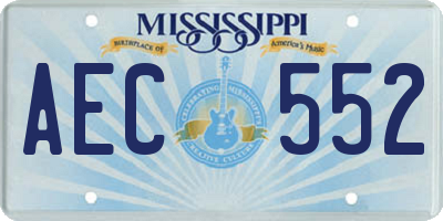 MS license plate AEC552