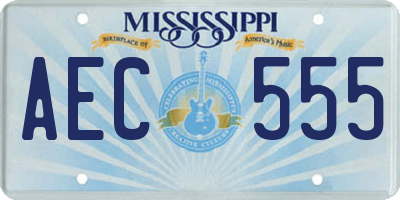 MS license plate AEC555