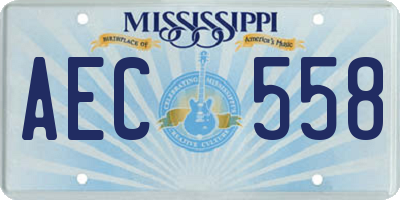 MS license plate AEC558