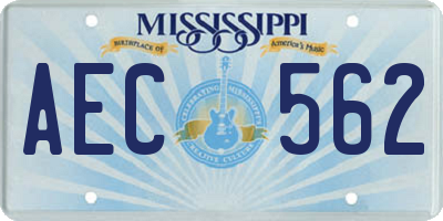 MS license plate AEC562