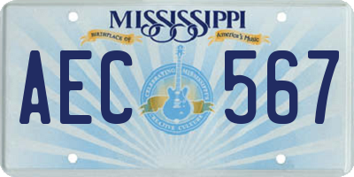 MS license plate AEC567