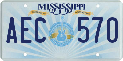 MS license plate AEC570