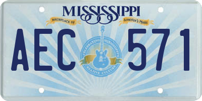 MS license plate AEC571