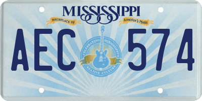 MS license plate AEC574