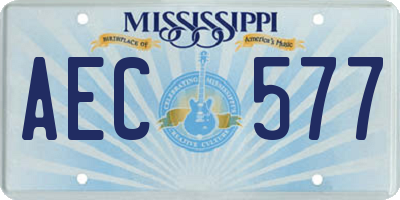 MS license plate AEC577