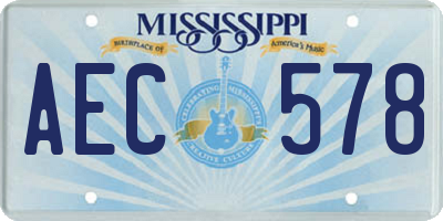 MS license plate AEC578