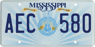MS license plate AEC580