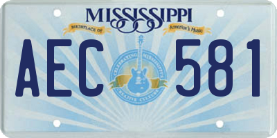MS license plate AEC581