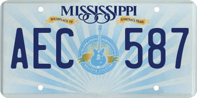 MS license plate AEC587