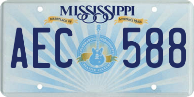 MS license plate AEC588