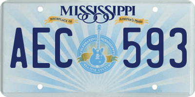 MS license plate AEC593