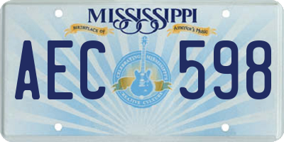 MS license plate AEC598