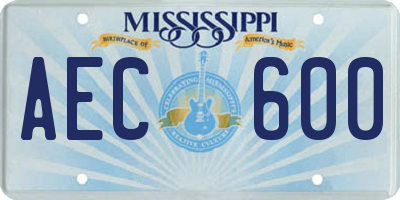 MS license plate AEC600