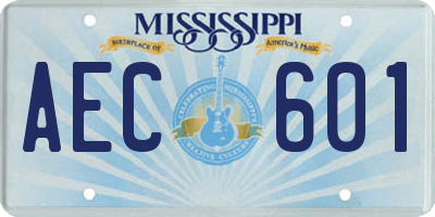 MS license plate AEC601