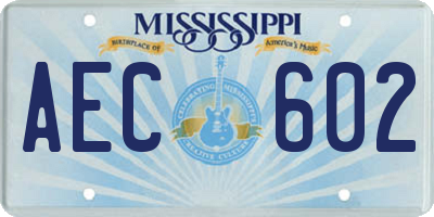 MS license plate AEC602