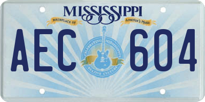 MS license plate AEC604