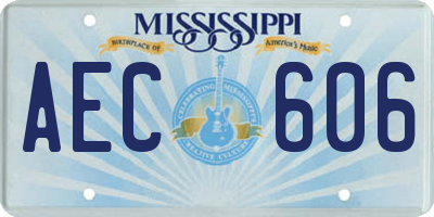 MS license plate AEC606