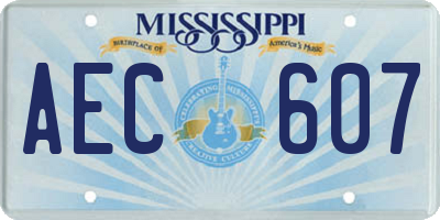 MS license plate AEC607