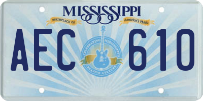 MS license plate AEC610
