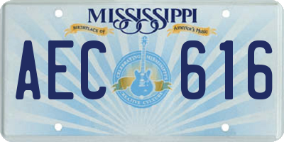 MS license plate AEC616