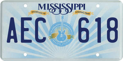 MS license plate AEC618