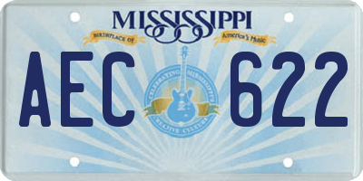 MS license plate AEC622