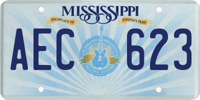 MS license plate AEC623