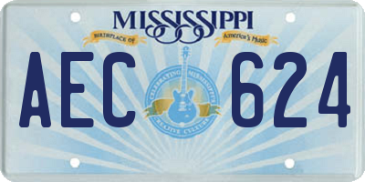 MS license plate AEC624