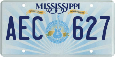 MS license plate AEC627