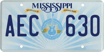 MS license plate AEC630