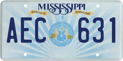 MS license plate AEC631
