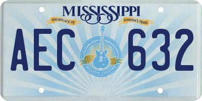 MS license plate AEC632
