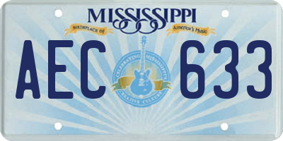 MS license plate AEC633