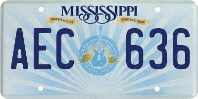 MS license plate AEC636