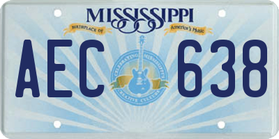 MS license plate AEC638