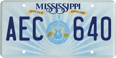 MS license plate AEC640