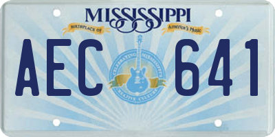MS license plate AEC641