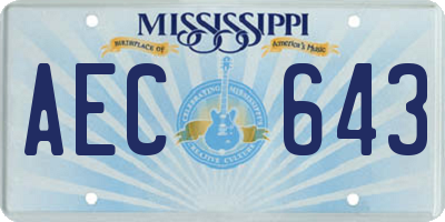 MS license plate AEC643