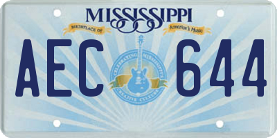 MS license plate AEC644