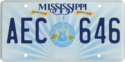 MS license plate AEC646