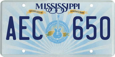 MS license plate AEC650