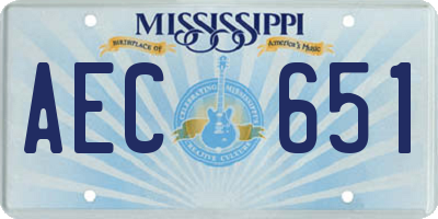 MS license plate AEC651