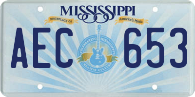 MS license plate AEC653