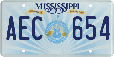MS license plate AEC654