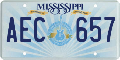 MS license plate AEC657