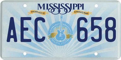MS license plate AEC658